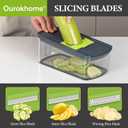 Ourokhome Mandolin Slicer for Kitchen Food, Hand Safe Vegetable Shredder with 6 Mandoline Blades, Veggie Waffle Cutter for Potato, Carrot, Zucchini, Onion, Essential Kitchen Gadgets (6 in 1, Gray)