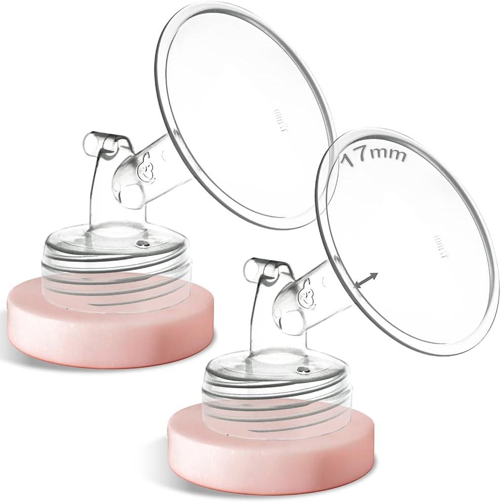 Nenesupply 17mm 2 pc Flanges Compatible with Spectra S2 S1 9 Plus Synergy Gold Breastpump Replacement to Spectra Pump Parts Flange Accessories Wide Mouth Work with Valve Backflow Protector Bottle