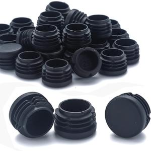 Furnigear Plastic Plugs Tubing End Caps Chair End Caps 7/8" Outside Bottom Round Tubing Caps Round Furniture Sliders Glides Black (Fit 0.78-0.82" Tube Inner Diameter, 40pack)