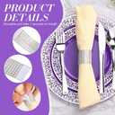 SiliFine 300 Pcs Purple Silver Plastic Dinnerware Set for 50 Guest Include 50 Lace Design Plate, 50 Knives, 50 Fork, 50 Spoon, 50 Napkin Buckle, Purple Disposable Dinner Plate for Wedding Party