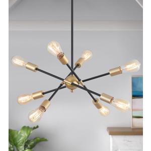 MEIXISUE 8 Lights Dining Room Light Fixtures Modern Sputnik Chandelier Black and Gold Mid Century Pendant Light for Kitchen Island Entryway Foyer Living Room UL Listed
