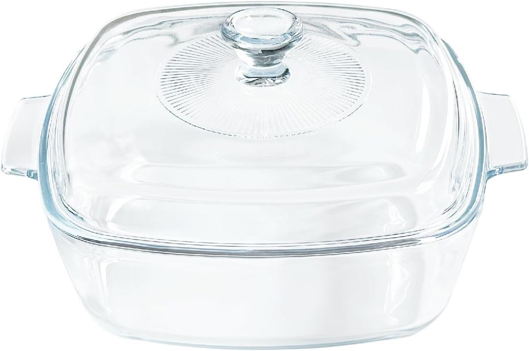 0.8L Small Tempered Glass Casserole Dish for Oven with Lid, Square Microwave Oven Baking Dish with Glass Lid