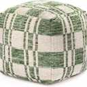 Anji Mountain Pouf Ottoman Foot Rest, Handmade Ottoman Pouf, Comfortable Foot Stool, Decorative Floor Seating for Living Room Decor, Bedroom & Home Dcor Accent - Green, 20"D x 20"W x 20"H