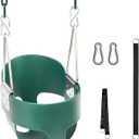 KINSPORY Toddler Swing, 59" Coated HeavyDuty Iron Chains Baby Swing Outdoor, High Back Full Bucket Infant Swing Seat with Tree Straps for Swing Sets Backyard Outdoor Indoor (Green)