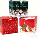 MULIANBOX Christmas Gift Boxes 5x5x5 Inches, 15 Pack Stackable Christmas Boxes with Lids, Square Xmas Decorations Party Favor Boxes for Candle Candy Cookies