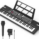 61 keys keyboard piano, Electronic Digital Piano with Built-In Speaker Microphone, Sheet Stand and Power Supply, Portable piano Keyboard Gift Teaching for Beginners
