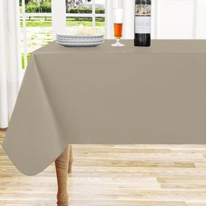 Homing Rectangle Vinyl Tablecloth, Waterproof Spillproof Plastic Flannel Backed Table Cloth, Wipe Clean Table Cover for Dining, Buffet Parties and Camping (Taupe, 60" x 84")