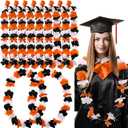 Zeyune 20 Pcs Bulk Graduation Leis Class of 2026 Hawaiian Leis Flower Necklaces 39.4 Inch Graduation Garlands for High School College Graduate Grad Party Favor Photo Prop (Black White Orange)