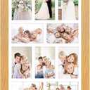 13x21 Picture Frame Display 10 opening 4X6 Picture Frame Collage,Multi Photo Frame with Mat,Plexiglass,Wall Mount Decor,Natural Wood Grain