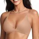 OEAK Womens Comfortable Triangle Bras No Underwire Sexy Plunge Unlined Bralette Pull On Bra Seamless Everyday Tshirt Bras (Nude, XL)