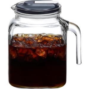 68 Oz Seal Pitcher With Lid and Spout, Large Iced Tea Pitcher for Fridge, Wide Mouth Glass Jar Container for Homemade Juice & Iced Tea, Iced Coffee, and Drinks