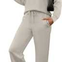 ANRABESS Women's 2 Piece Lounge Sets Casual Travel Outfits Wide Leg Tracksuit Sweatsuits Matching Set 2026 Fall Clothes (X-Large, Light Grey)