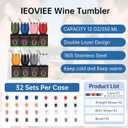 IEOVIEE 32Pack 12oz Stainless Steel Wine Bulk Tumblers with Lids and Straws | Vacuum Insulated Double Wall Travel Coffee&Beer Mugs, Powder Coated Tumbler Bulk Cup for Cold&Hot Drinks (Mixed color)