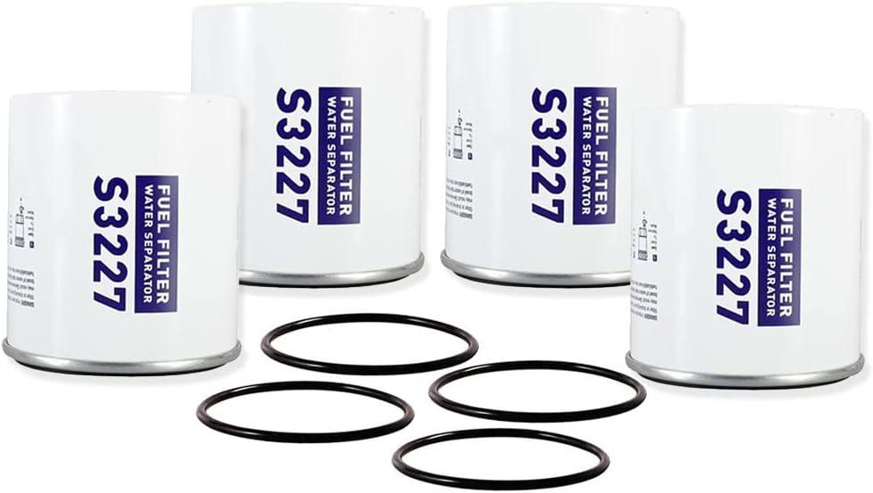 Pack of 4 S3227 9-37882 18-7922 Fuel Filter Marine Fuel Water Separator Replacement for Marine Outboard Motor Mercury Replace# S3227 18-7948 9-37882 320R 490R-RAC-01 18-7922, 18-7922-1