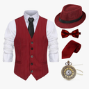 Gionforsy 1920s Mens Costume Gatsby Gangster Costume Accessories Set 20s Hat Bow Tie size M