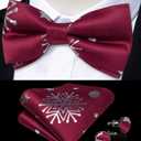 DiBanGu Mens Christmas Suit Vest Holiday Xmas Waistcoat Bowtie Set Party Suit Vest Christmas Holiday Waistcoat Tuxedo (Small, Burgundy Silver)