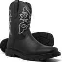 Canyon Trails Men's Cowboy Boots - Square Toe Western Boots with Embroidery, Pull-On Fit, Durable Rubber Sole Mens Shoes (10, Black)