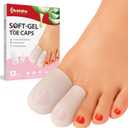Bukihome Silicone Toe Protectors - 12 Pack Gel Toe Sleeves Toe Protectors - Toe Caps with Aloe Vera Essential Oils - Toe Cushions for Pain Relief, Toe Protection for Corns, Calluses (8L + 4S) (Multi-Size, Clear)