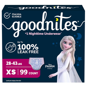 Goodnites Girls' Nighttime Bedwetting Underwear, Size Extra Small (2843 lbs), 99 Ct