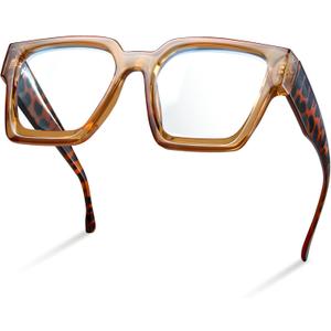 livho Oversized Blue Light Blocking Glasses for Woman and Men - Rectangle Fashion Glasses for Computer, Chic Preppy Frame (Leopard Legs)