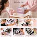 FRENESSA Makeup Train Case Makeup Box Organizer Portable Cosmetic Travel Case Makeup Case with Mirror Locking Make Up Cases Organizers and Storage for Nail Supplies Hard Cosmetic Box Shiny Pink
