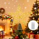 Christmas Tree Topper 10-inch Gold Glitter Star Tree Topper with 20 LED Lights Christmas Tree Topper Star for Holiday Decorations