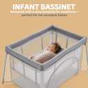 HARPPA Travel Crib with Comfy Pad, Lightweight Portable Crib Requires No Assembly, Foldable Pack and Play for Baby and Toddlers, Compact Play Yard with Bed,Gray