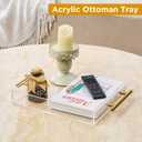 12"x12" Clear Acrylic Serving Tray with Golden Handles, Sturdy Huge Capacity Acrylic Trays for Coffee, Juice, Kitchen and Desk Organizer, Storage Tray (12"x12")