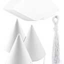 Weoxpr 40 Pieces White Paper Party Hats for Kids Birthday, Decorative Bulk Cone Crafts for Adults Art DIY, Halloween Supplies