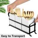 NelyBet Utensil Holder Silverware Caddy for Party Countertop, 3pcs Bins Set Silverware Caddy Organizer Holders for Spoon and Fork, White and Black