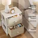 Apicizon Nightstand with 2 Storage Drawers, Boho Side Table with Solid Wood Legs, End Table for Small Spaces, Bedroom, Living Room, Entryway, White