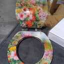 Angol Shiold ROUND Resin Soft Close Toilet Seat Flowers 16.5" | Quick Release Heavy Duty Decorative Acrylic Seats Easy to Install & Clean (Abstract Floral Art Print)