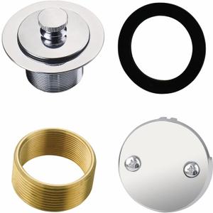 Chrome Tub Drain Lift &Turn Tub Trim Set with Two-Hole Overflow Faceplate Conversion Kit Assembly, Hidrop Bathtub Drain Replacement Trim Kit and Universal Fine/Coarse Thread, Chrome Plated