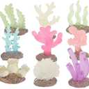 DOITOOL Glow in The Dark Aquarium Coral Reef Decor Mini Artificial Coral Ornament for Fish Tank 1.34 Inch Simulation Plant Decoration for Freshwater and Saltwater Tanks