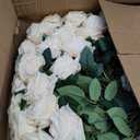 Eyamumo 7PCS Fake Flowers Artificial Rose Silk Real Touch White 30CM