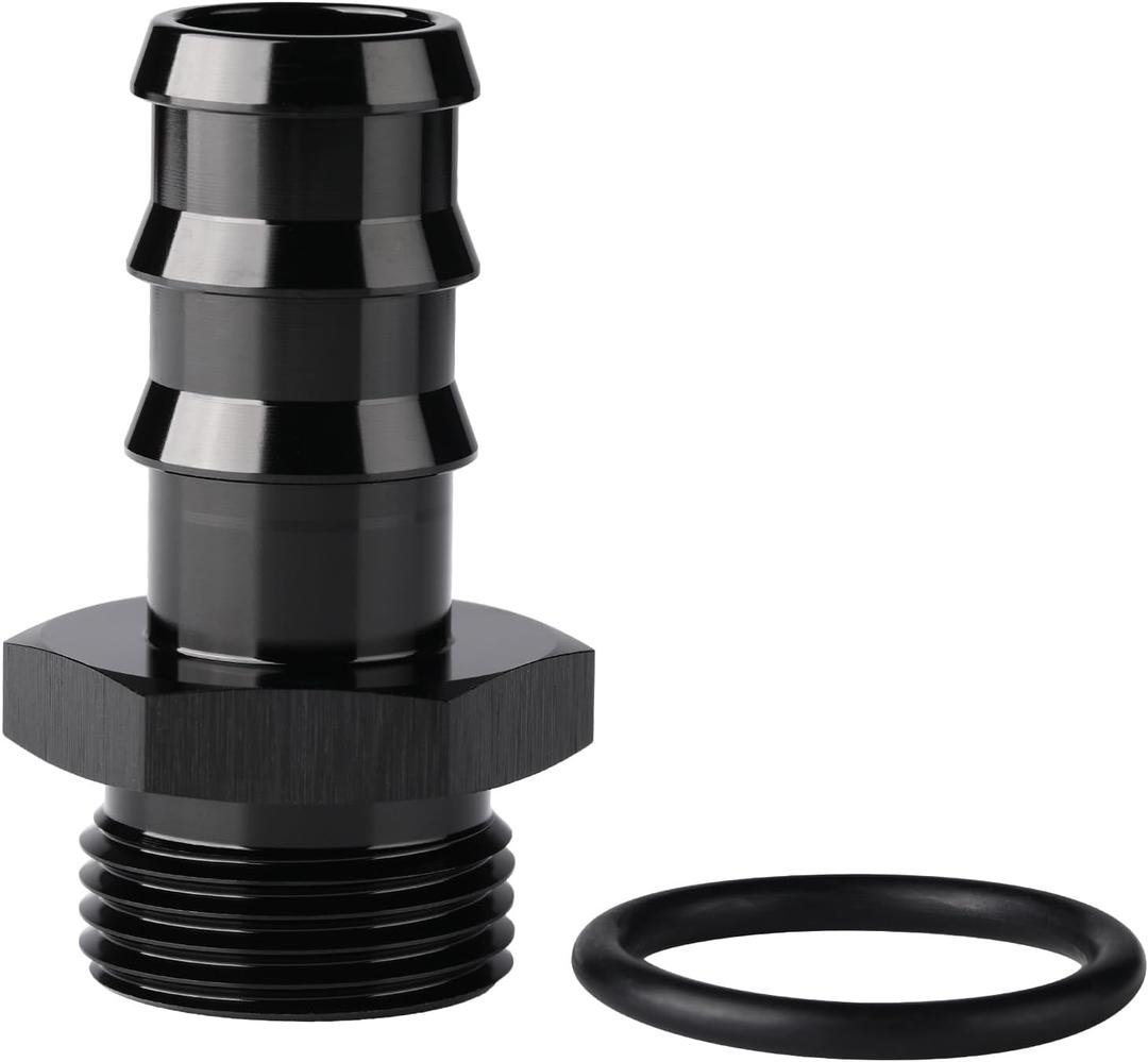 12AN -12 ORB Male to 3/4 Hose Barb Straight Fitting Adapter Aluminum Black