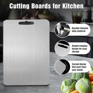 Titanium Cutting Board for Kitchen - 100% Pure Titanium Cutting Boards Non Toxic - 2025 New Upgrade Double Sided Metal Chopping Boards for Meat, Vegetables, Fruits, Dishwasher Safe (12" x 9", 1-Pack)