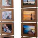 Wallniture Aries Vertical Wall Decor Picture Frames 4x6 Inch, 8 Opening Photo Collage Set of 2 (Walnut)
