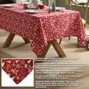 Home Bargains Plus Bell and Snowflakes Cotton Blend Tablecloth, 60 x 102 Inch Rectangle, Red Christmas Bell and Snowflake Pattern, Holiday Table Cover for Festive Dining and Seasonal Decor