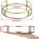 ELLDOO Gold Round Glass Decorative Tray, 9.9inch Metal Mirrored Jewelry Tray, Makeup Perfume Organizer for Bathroom Sink Vanity Dresser