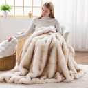 NEWCOSPLAY Faux Fur Throw Blanket Beige Luxury Fluffy Thick Warm Blanket for Couch Sofa Bed 1000GSM (Beige Thick, Throw(50"x60"))