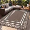 Outdoor Patio Rug, Outside Rectangular Carpet, Moroccan Geometric Rugs, Washable Large Indoor Outdoor Rug 8x10 Mats for RV, Picnic, Backyard, Deck, Balcony, Porch, Beach (Khaki)