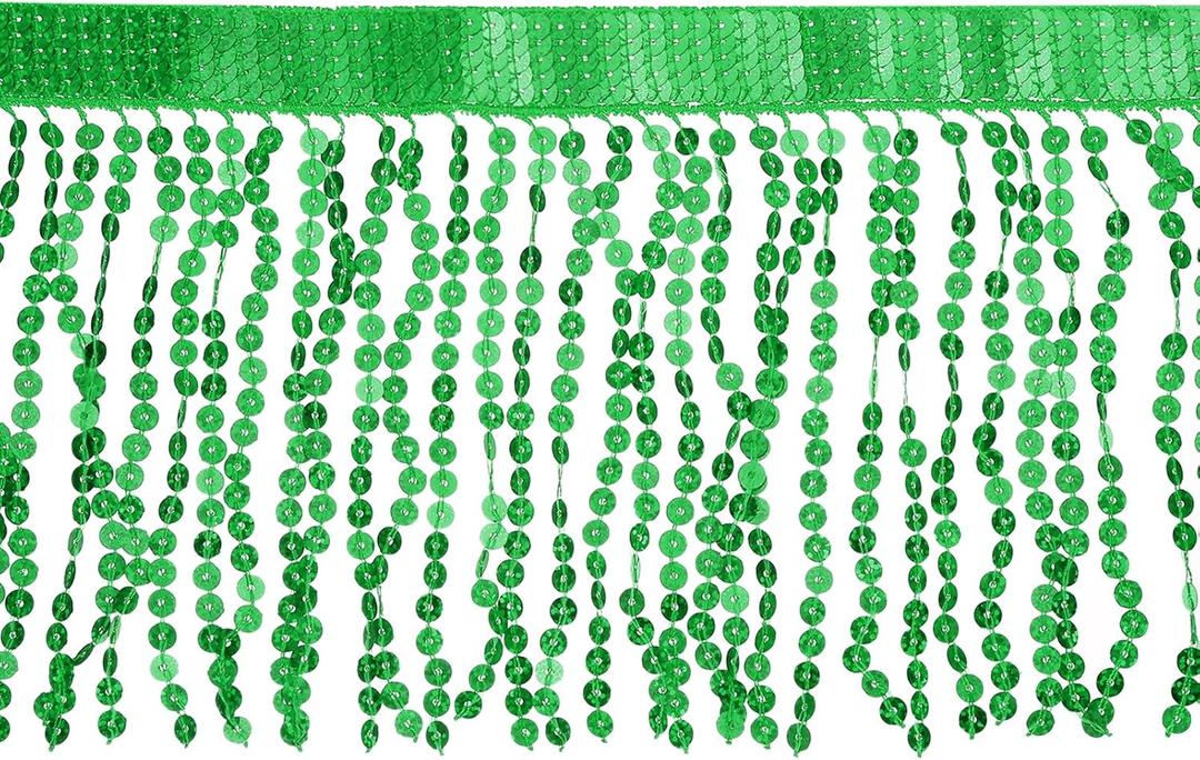 uxcell 5 Yard 6 Inch Sequins Fringe Trim, Sequins Lace Sparkling Fringe Trim Tassel Ribbon for DIY Latin Dance Dress Clothing Sewing Craft Decor (Green)