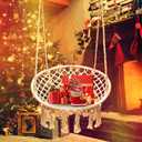 Hammock Swing Chair for 2-5 Years Old Kids,Handmade Knitted Macrame Hanging Swing Chair for Indoor,Bedroom,Yard,Garden- 230 Pound Capacity Off-White- with Suspension Kit