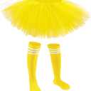 Zhanmai 5 Layered Tutu Skirt for Kids Tulle Tutu Skirt with Tube Socks Princess Runners Costumes Cosplay for Girls Kids (Yellow)