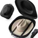 Cowboy Hat Travel Case  Crushproof Carrier for Cowboy, Panama & Tweed Hats with Carrying Handle, Shoulder and Luggage Strap, For Travel and At-Home Storage (Large) (Black)