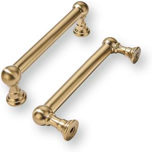 khtumeware 10 Pack 3 Inch Hole Center Champagne Bronze Cabinet Pulls Heavy Duty Solid Satin Brass Cabinet Handles for cabinets Dressers Kitchens Handles Bathroom cabinets