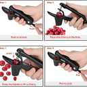 4 x Cherry Pitter, Heavy,Duty Stainless Steel Cherries Pitting Tool, Portable Cherries Corer Stoner Seed Tool with Lock Design, Fruit Pit Remover for Cherry Jam (Black)