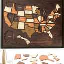 Wooden USA Travel Map Puzzle, United States Journey Tracker Maps Pin Board for Traveling with Elements Sticker, Couple Family Art Home Decor, Daily Travel Tracker Marking Gifts(12 X 10Inch)