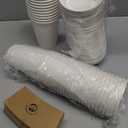 KTOB [50 pack] 12 oz Compostable Coffee Cups with Lids and Kraft Sleeves, Eco Friendly Disposable White Paper Cups Combo for Hot Beverage
